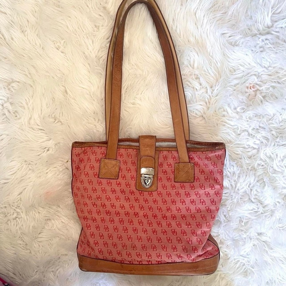 Dooney & Bourke Pink and Tan Classic Tote